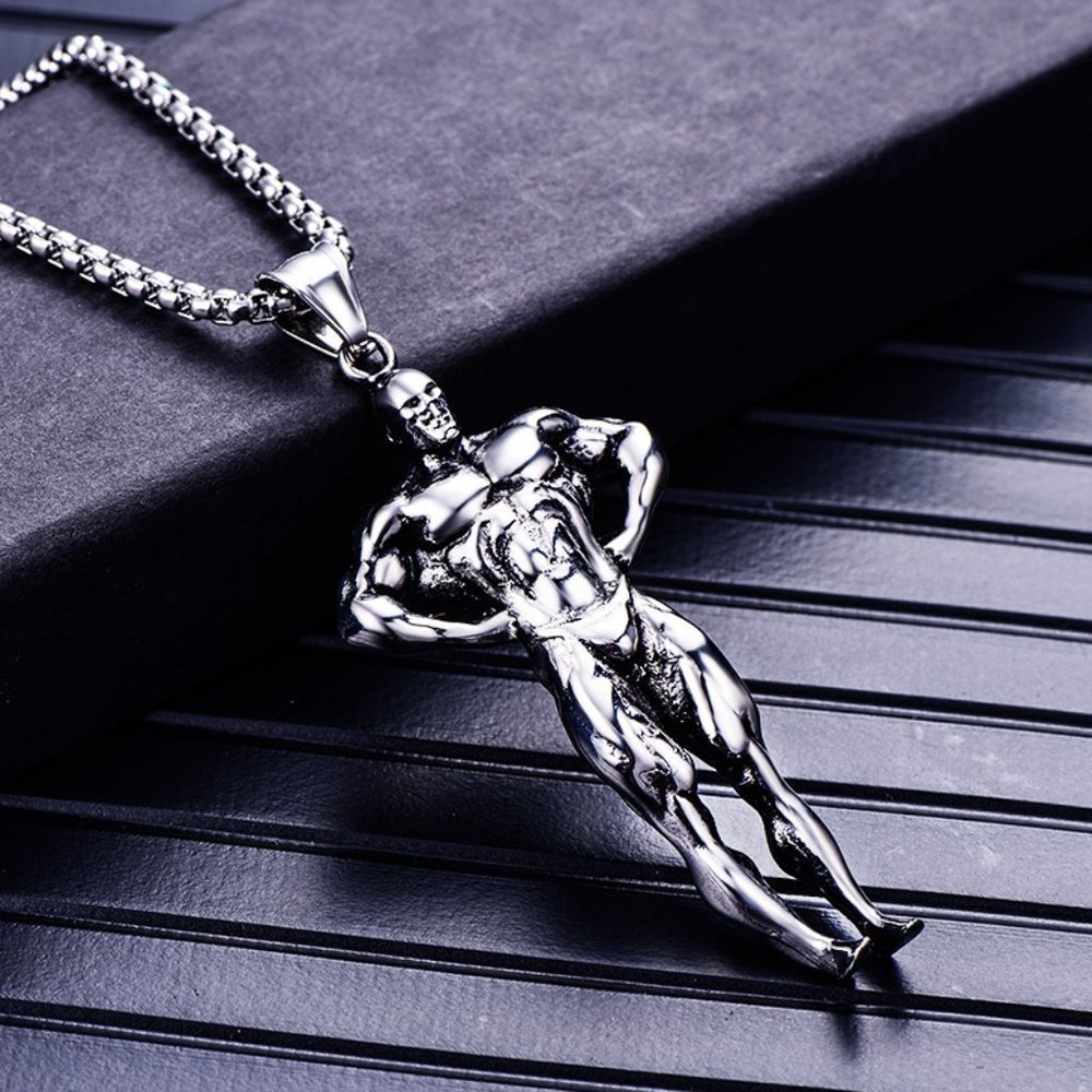 ❤️Retro surgical fitness muscle pendant necklace for women/men, N90201P184